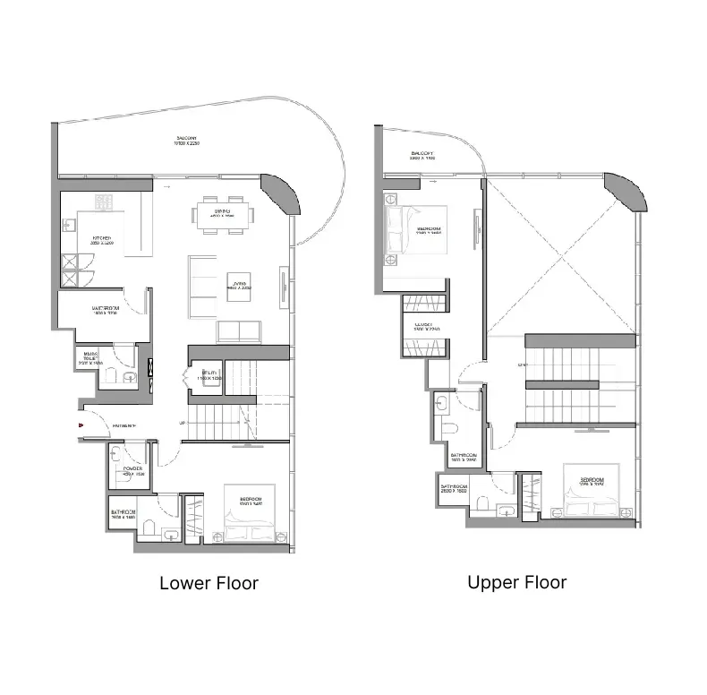 Sobha Aquamont — планировка 3 BR DUP A Type 3