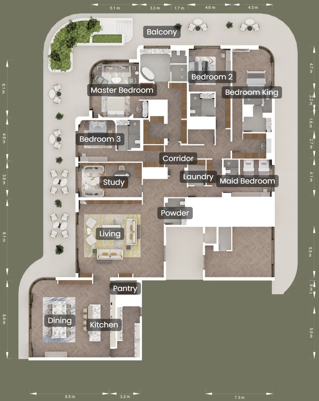 Waldorf Astoria Residences Yas — планировка 4BR Pent