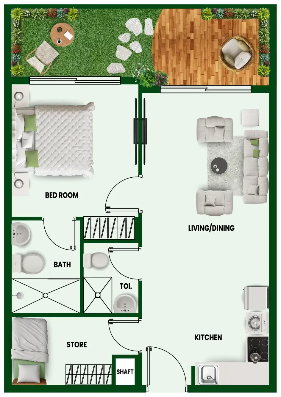 Vincitore Wellness Estate — планировка 1 BR Type U