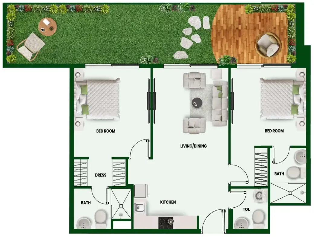 Vincitore Wellness Estate — планировка 2 BR Type A