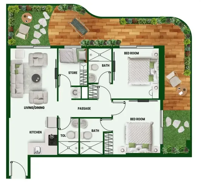 Vincitore Wellness Estate — планировка 2 BR Type P