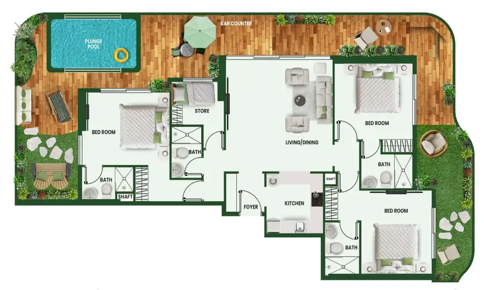 Vincitore Wellness Estate — планировка 3 BR Type A