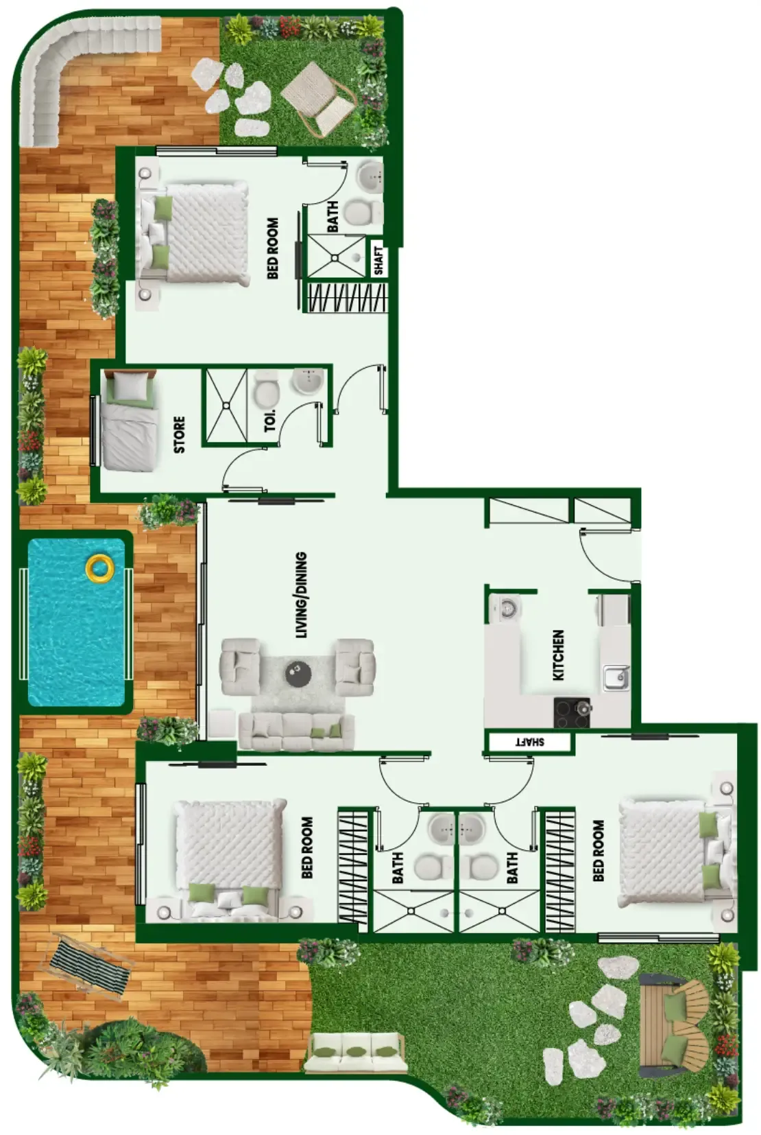 Vincitore Wellness Estate — планировка 3 BR Type J
