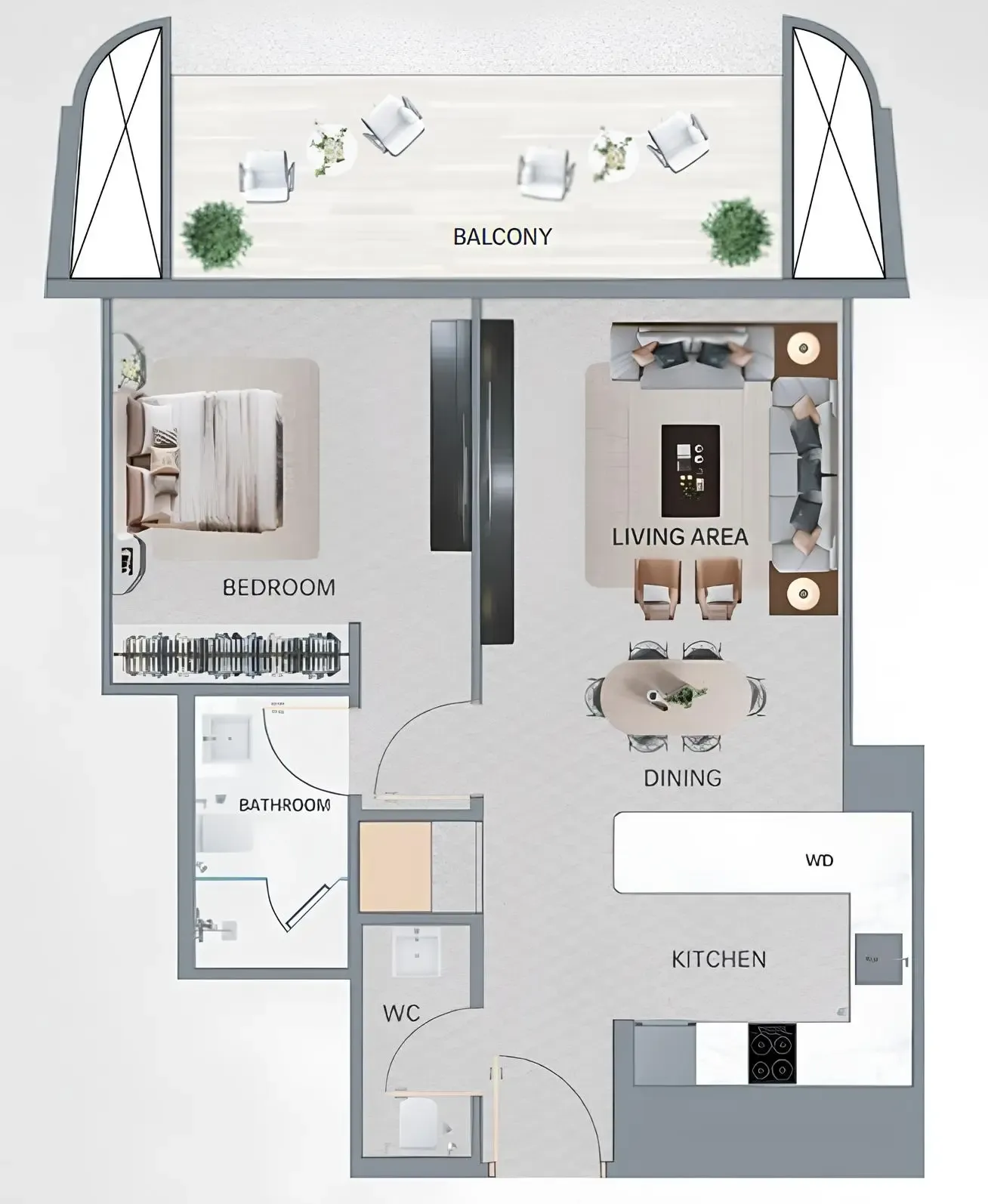 Vision Iconic — планировка 1 BR Type A