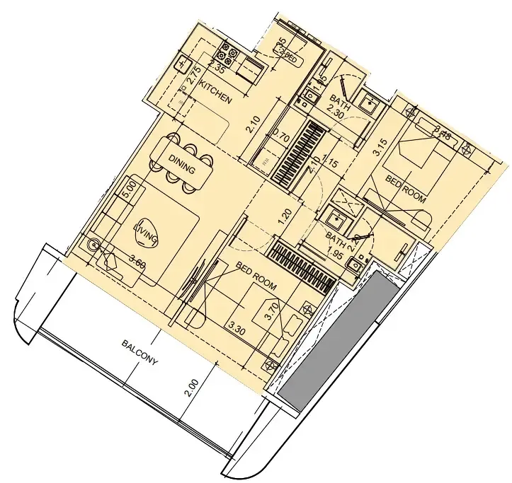 Vision Iconic — планировка 2 BR Type B