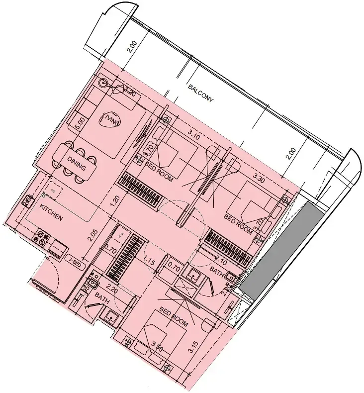 Vision Iconic — планировка 3 BR Type A