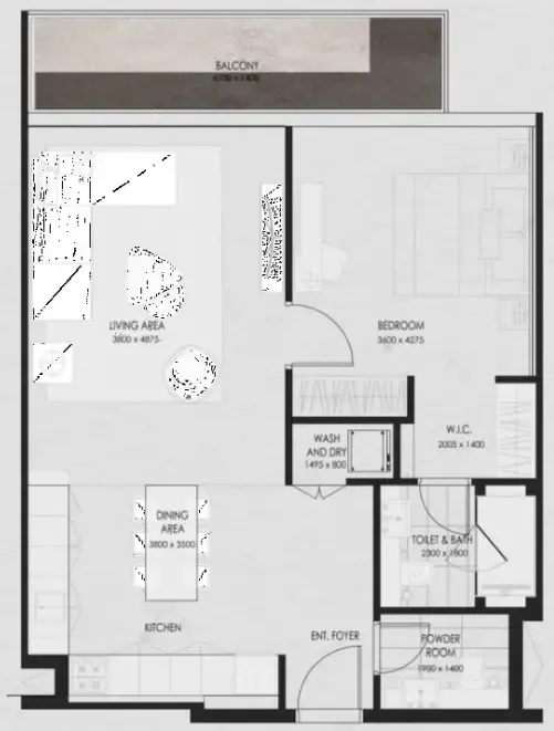 Wadi 645 — планировка 1 BR Type A