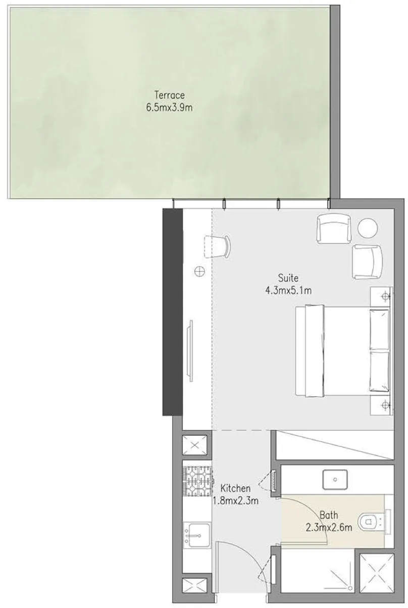 Zenith Residences — планировка 0 BR Type B