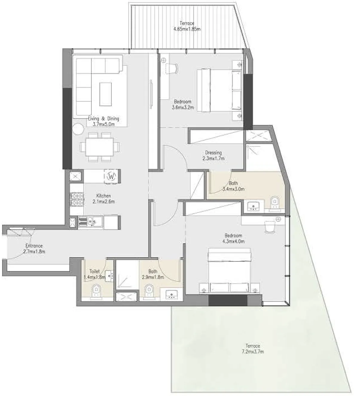 Zenith Residences — планировка 2 BR Type A