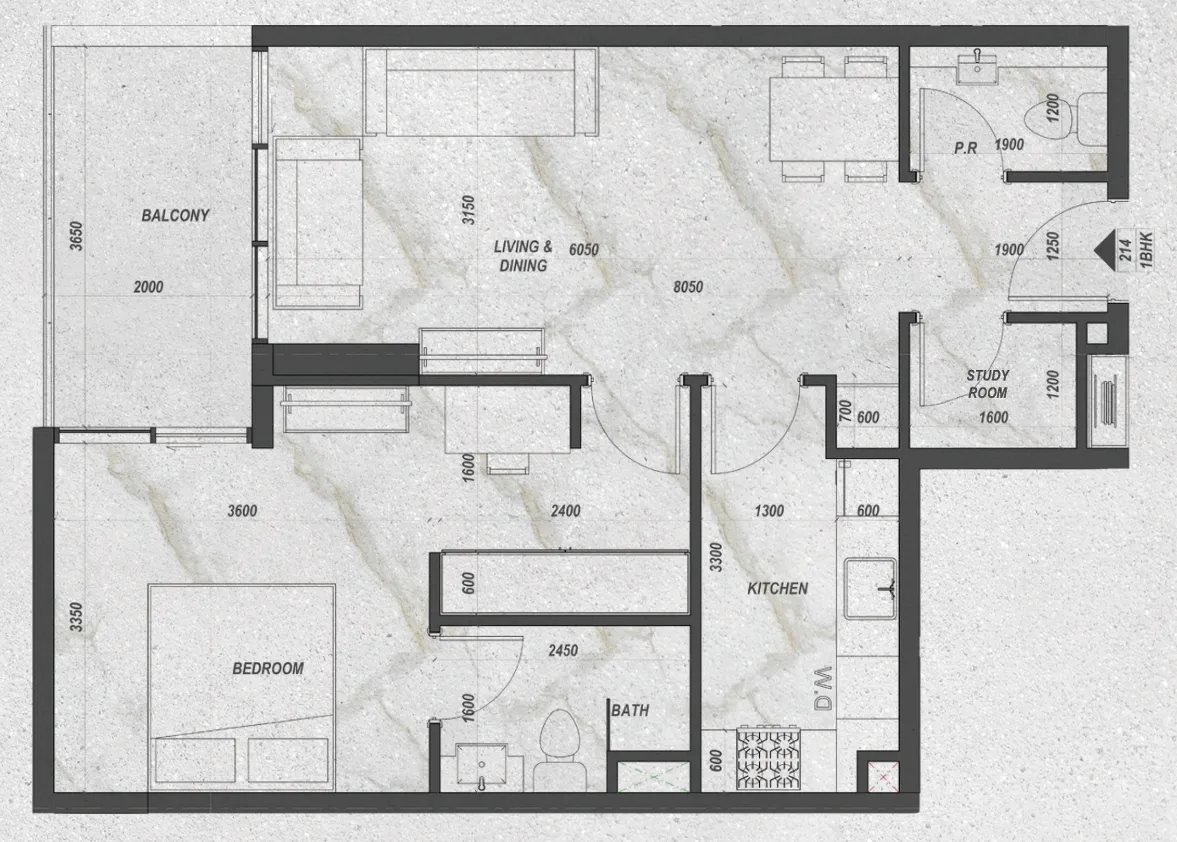 Zyra Hills — планировка 1BR Type 3