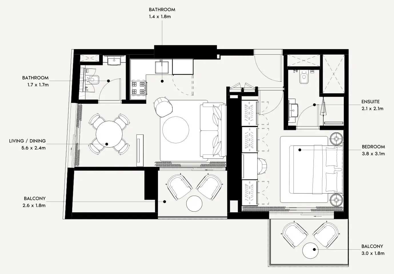 Azizi Noura — планировка 1 BR Type B