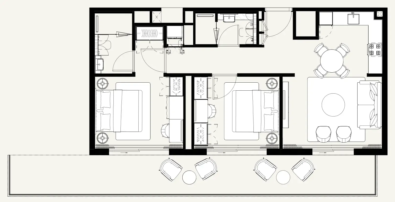 Azizi Noura — планировка 2 BR Type A