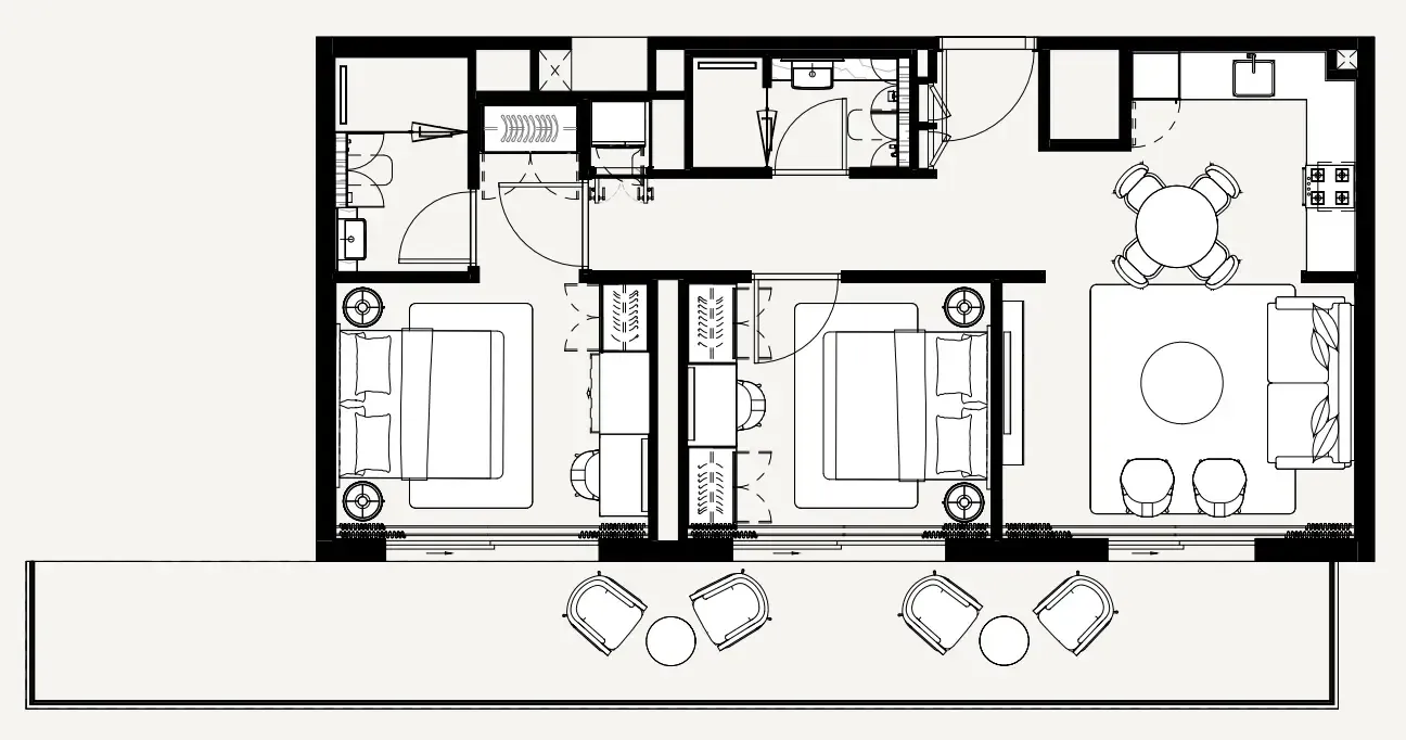 Azizi Noura — планировка 2 BR Type N
