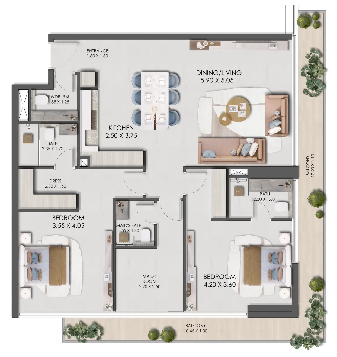 Legado by Prescott — планировка 2 BR Type B