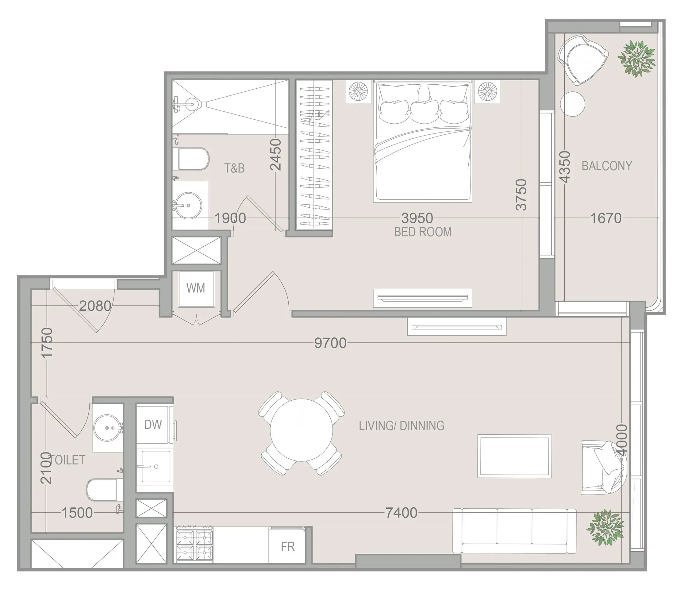 VERDAN1A 5 — планировка 1 BR Type E