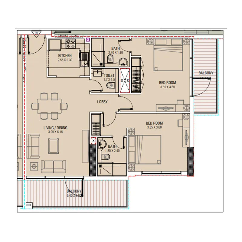 Al Waleed W.S 1 — планировка unit 202-1202