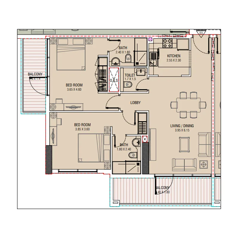 Al Waleed W.S 1 — планировка unit 203-1203