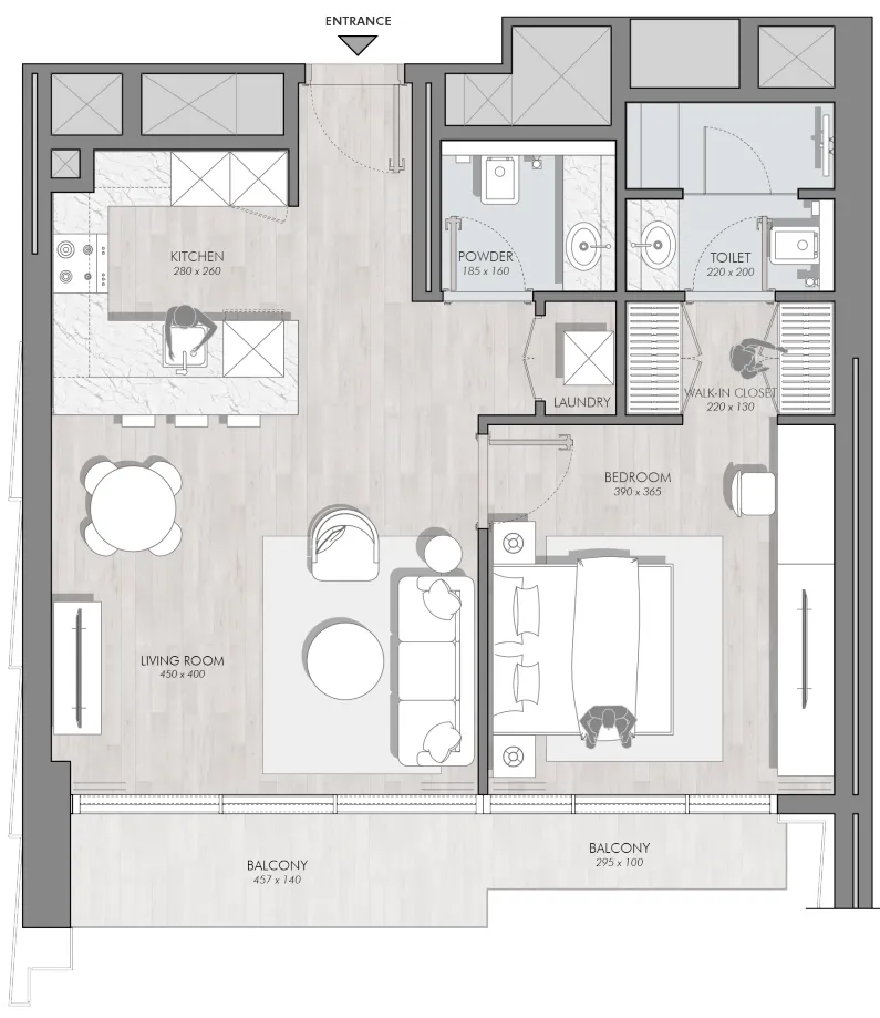 Avant Garde Residences 2 — планировка 1 BR Type B