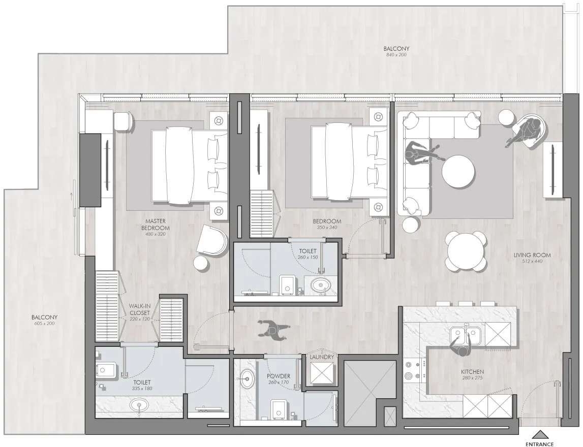 Avant Garde Residences 2 — планировка 2 BR Type A