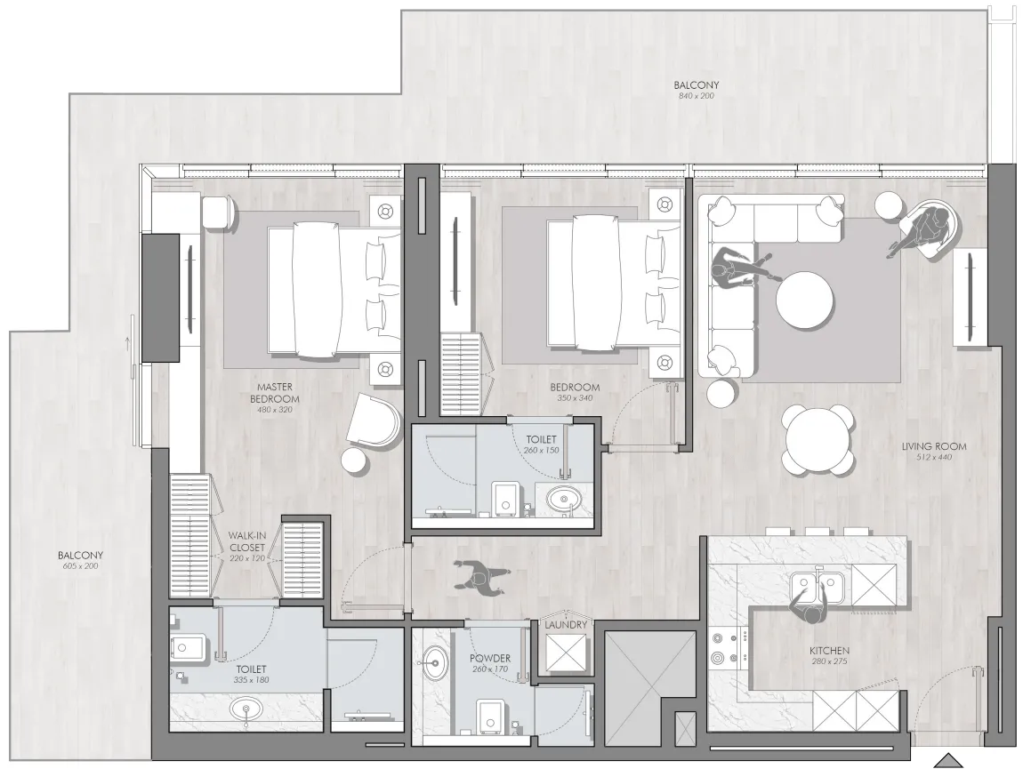 Avant Garde Residences 2 — планировка 2 BR Type B