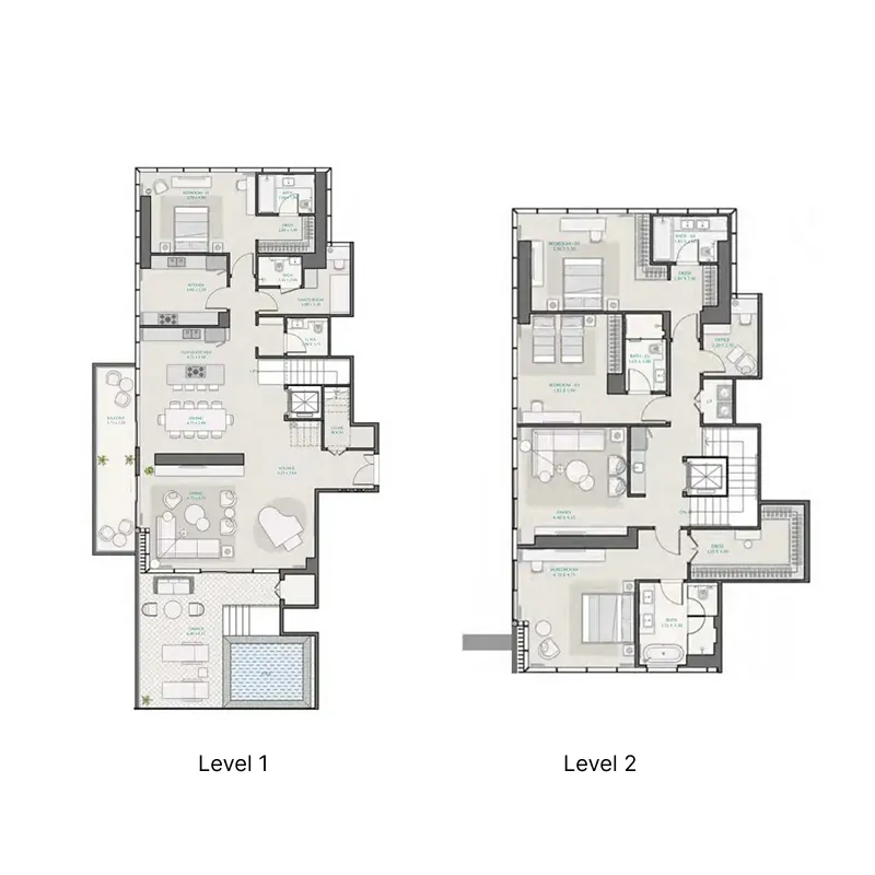 Avenue Park Towers at Wasl 1 — планировка 4 BR Dup