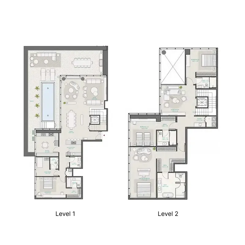 Avenue Park Towers at Wasl 1 — планировка 4 BR Dup Type 2
