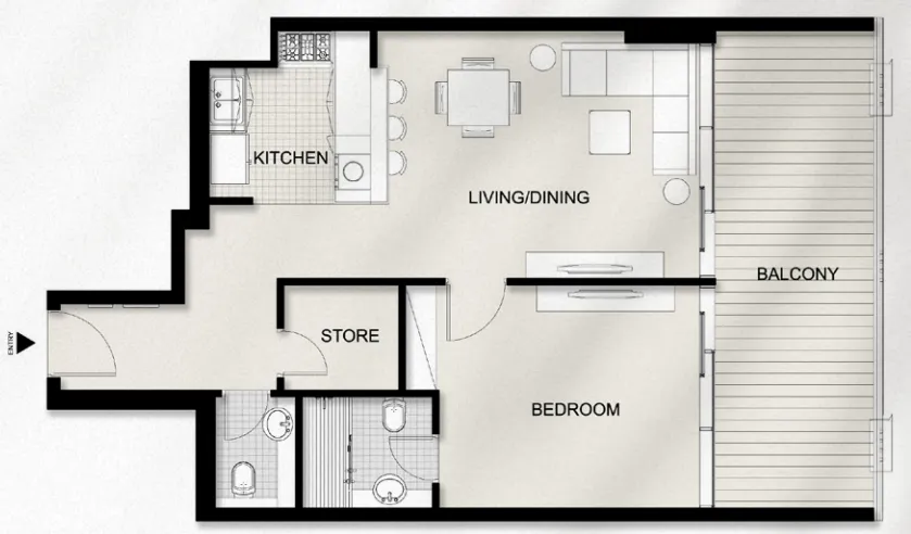 AYAT Parkview — планировка 1 BR Type B