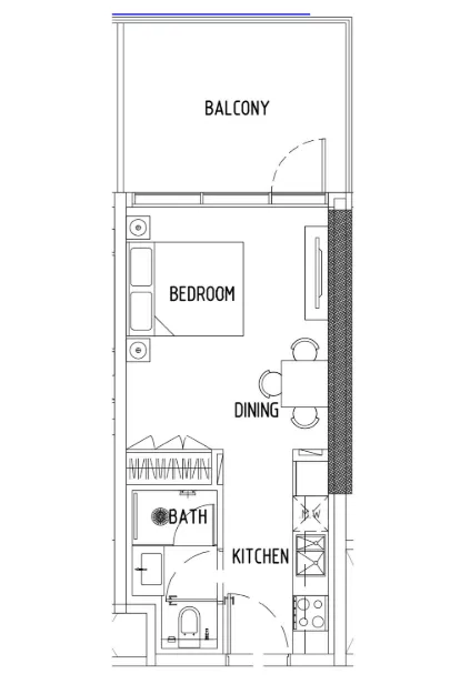 Damac District — планировка 0BR Type 04