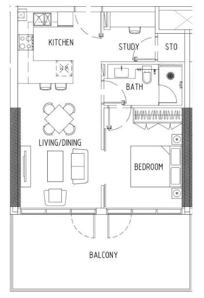 Damac District — планировка 1BR Type 04
