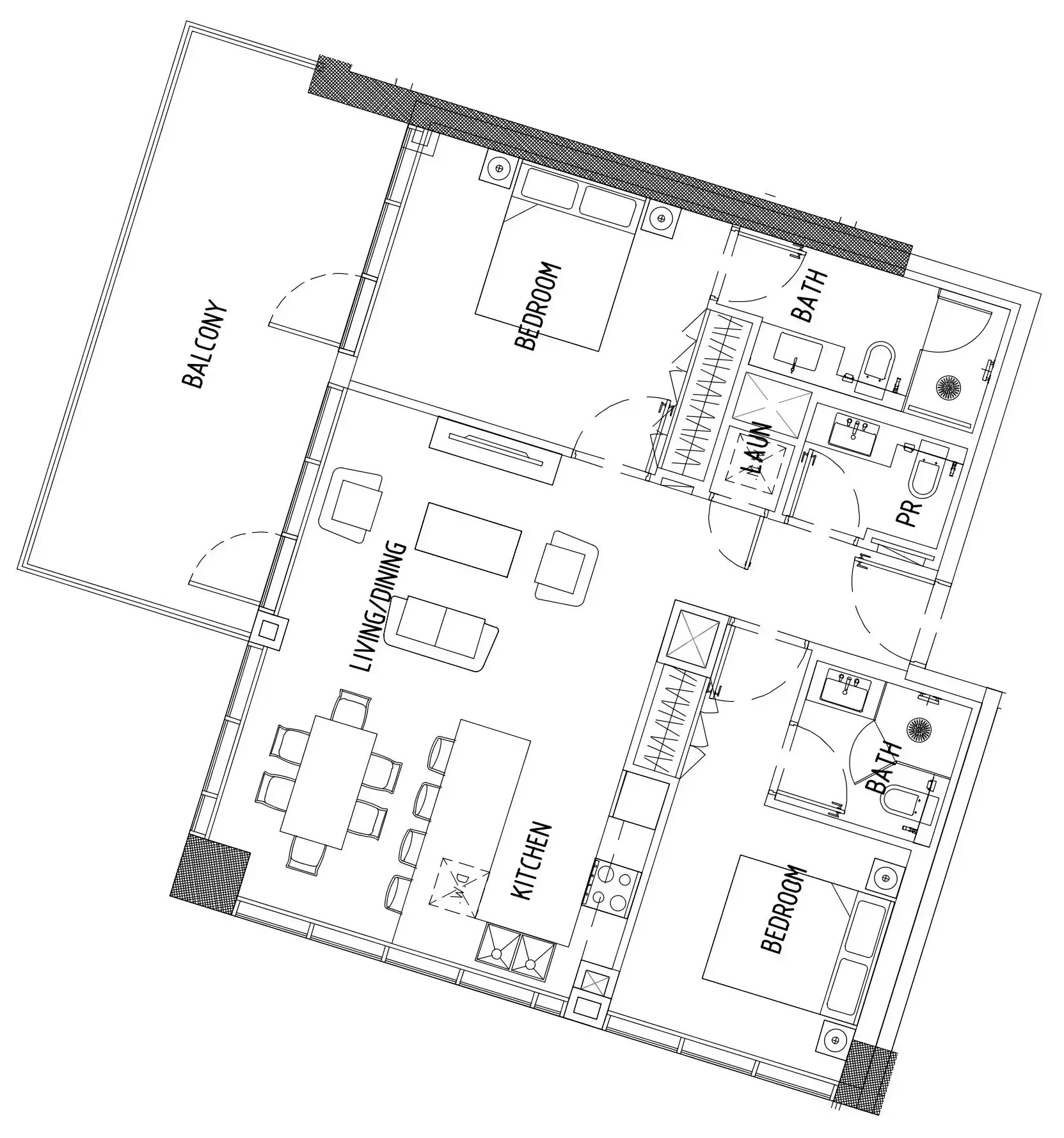 Damac District — планировка 2 BR Type E