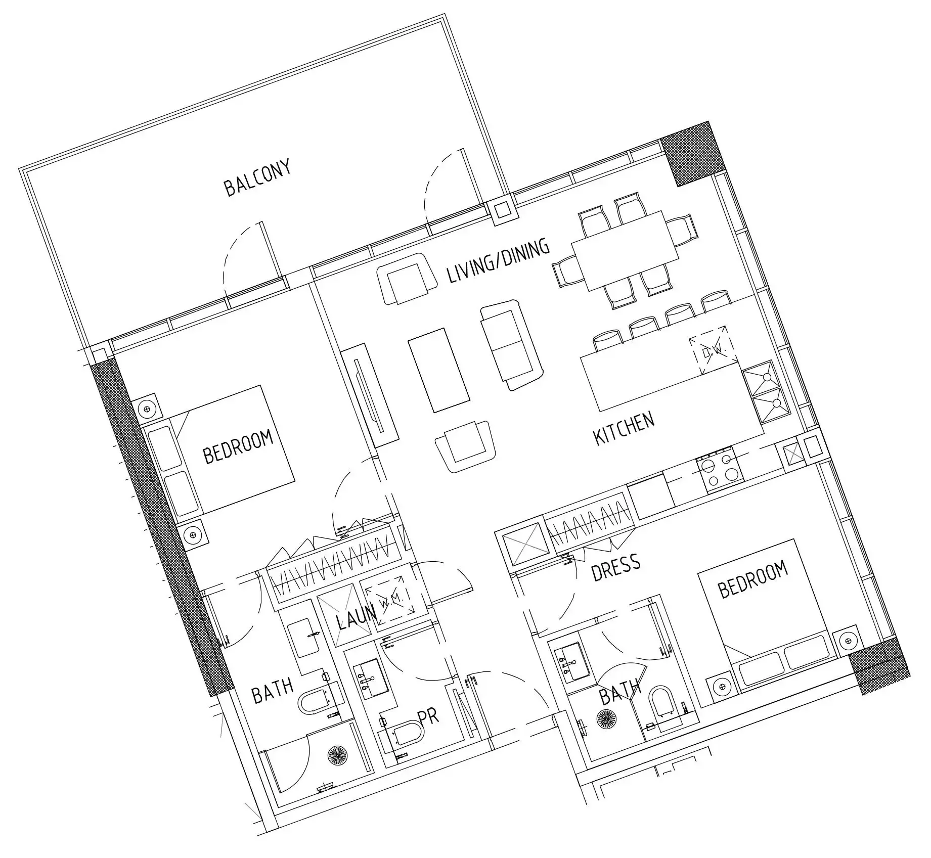 Damac District — планировка 2 BR Type D