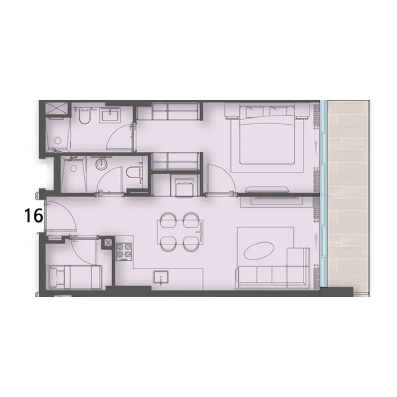 Enre Residence by Imtiaz — планировка 1 спальня
