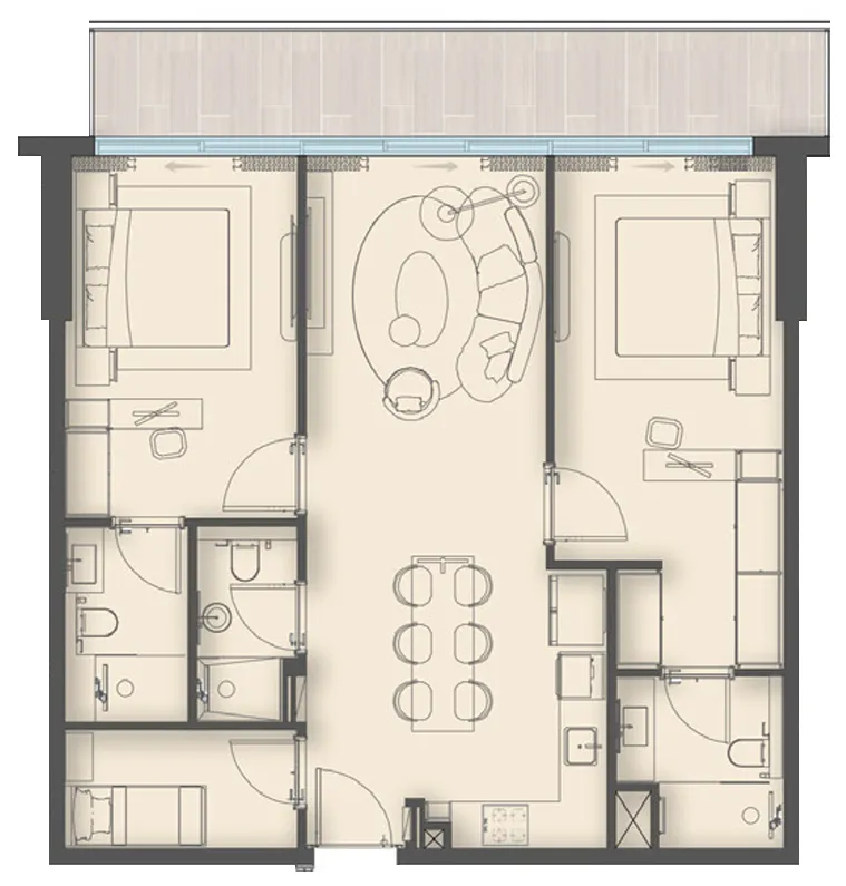 Enre Residence by Imtiaz — планировка 2BR Typical