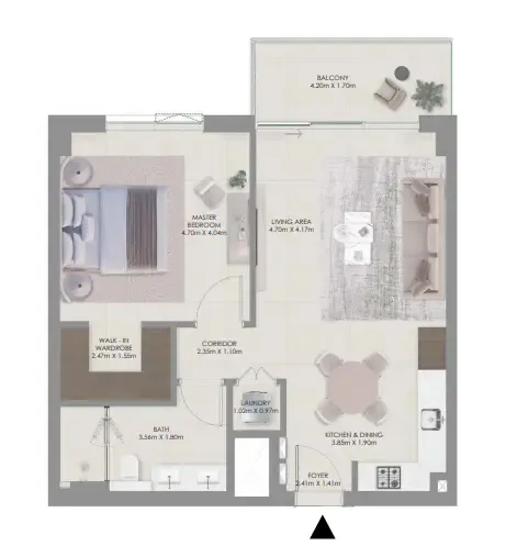Aurea — планировка 1 BR Type A