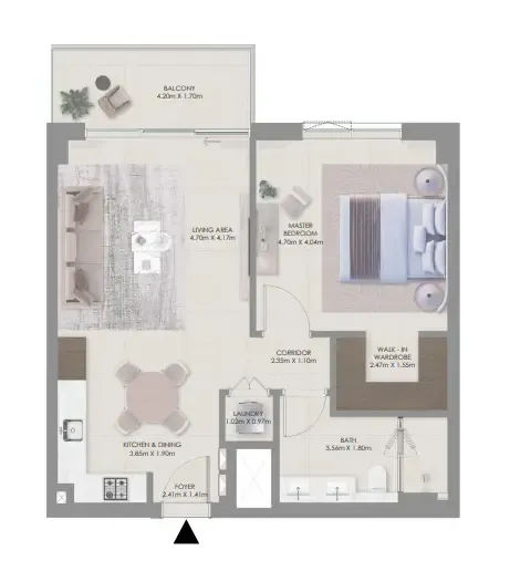 Aurea — планировка 1 BR Type B