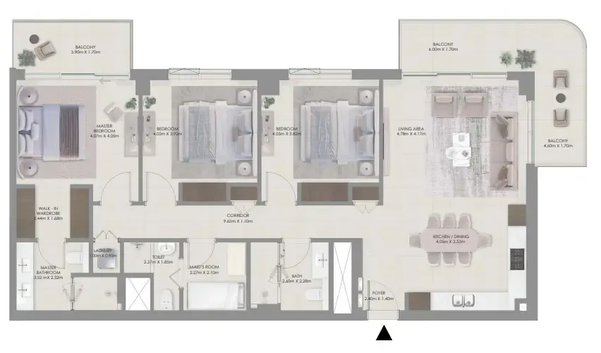 Aurea — планировка 3 BR Type B