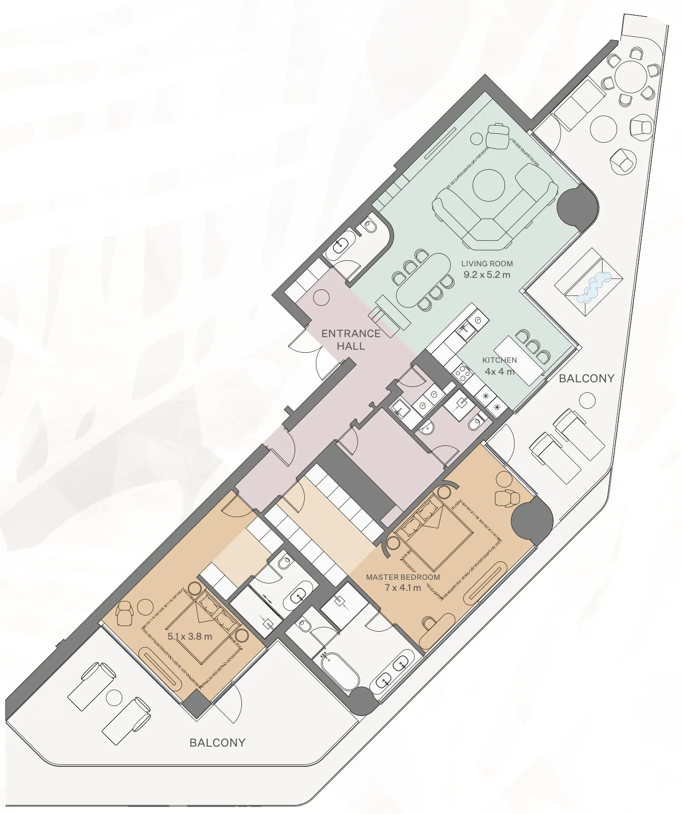 Eywa — планировка 2 BR Type A