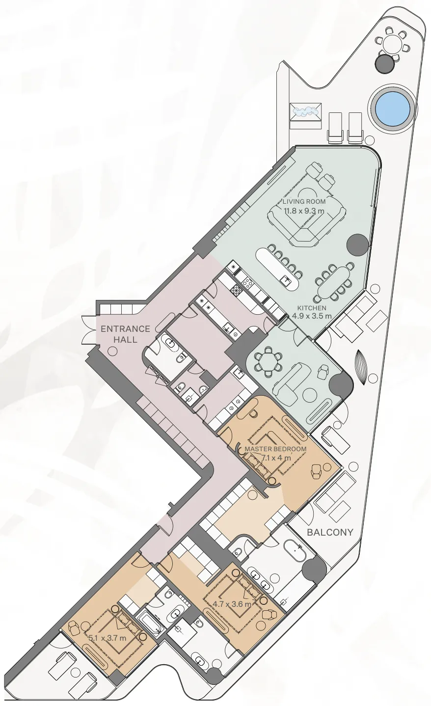 Eywa — планировка 3 BR Type A