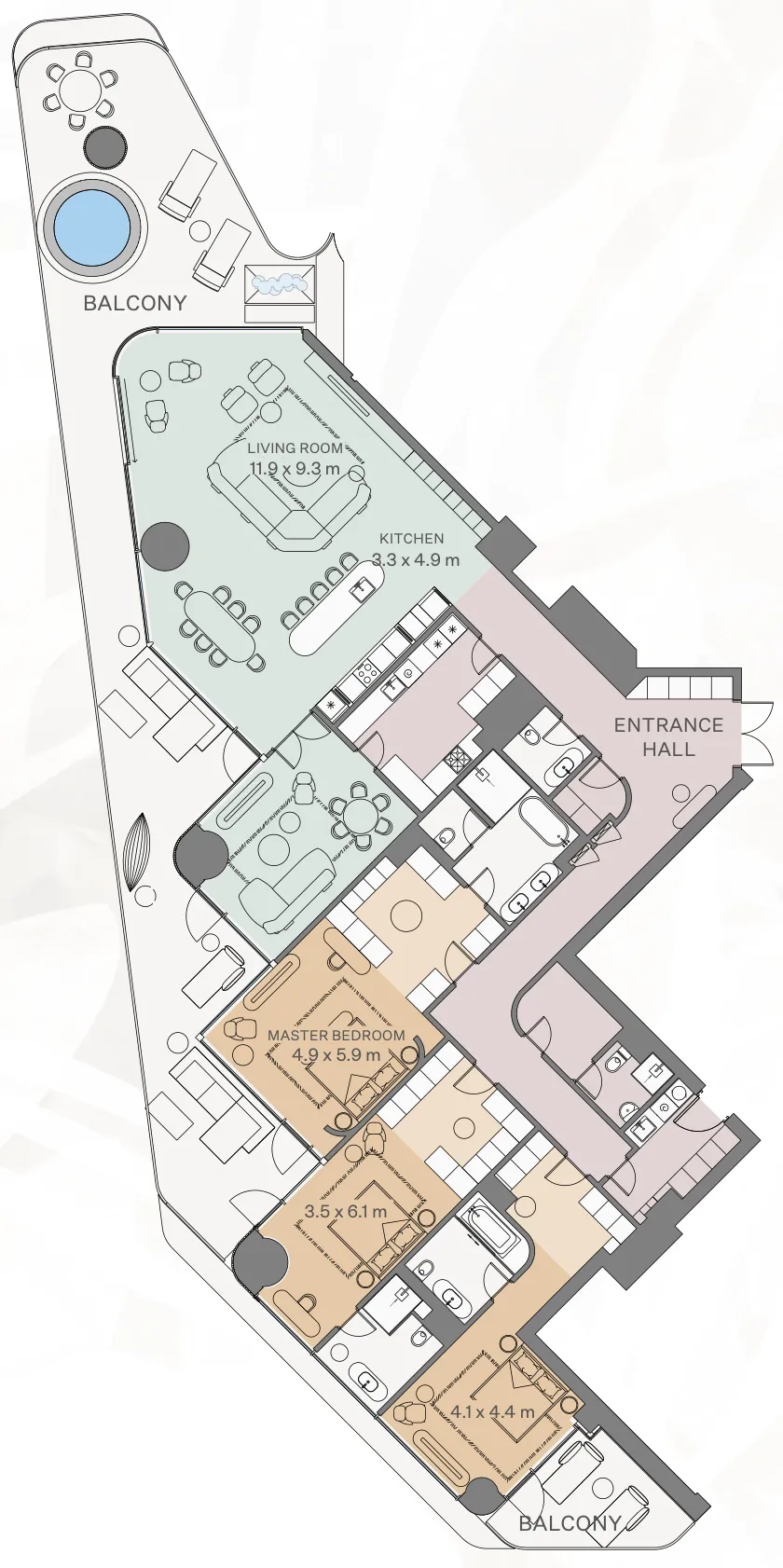 Eywa — планировка 3 BR Type C