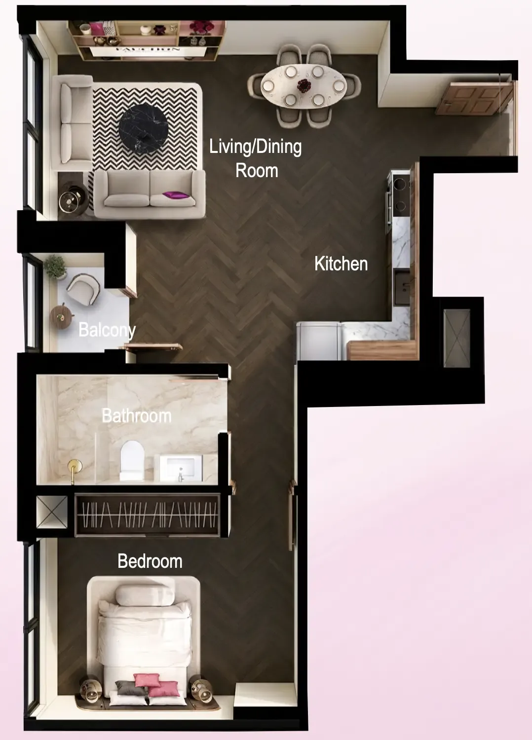 Fauchon Residences — планировка 1 BR Type A