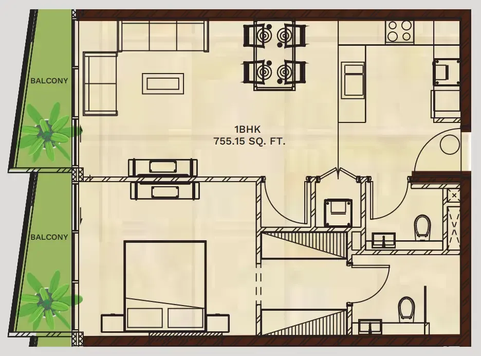 Gateway by Premier Choice — планировка 1 BR Type A