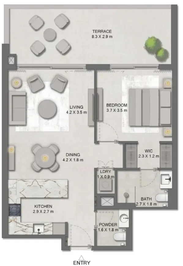 Ghaf Woods Distrikt — планировка 1 BR Type A