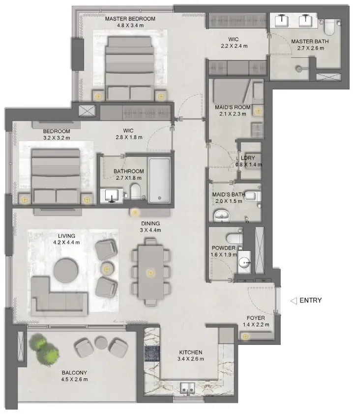 Ghaf Woods Distrikt — планировка 2 BR Type Y