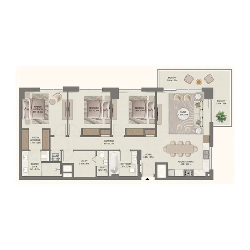 Golf Fields — планировка 3BR_Typical