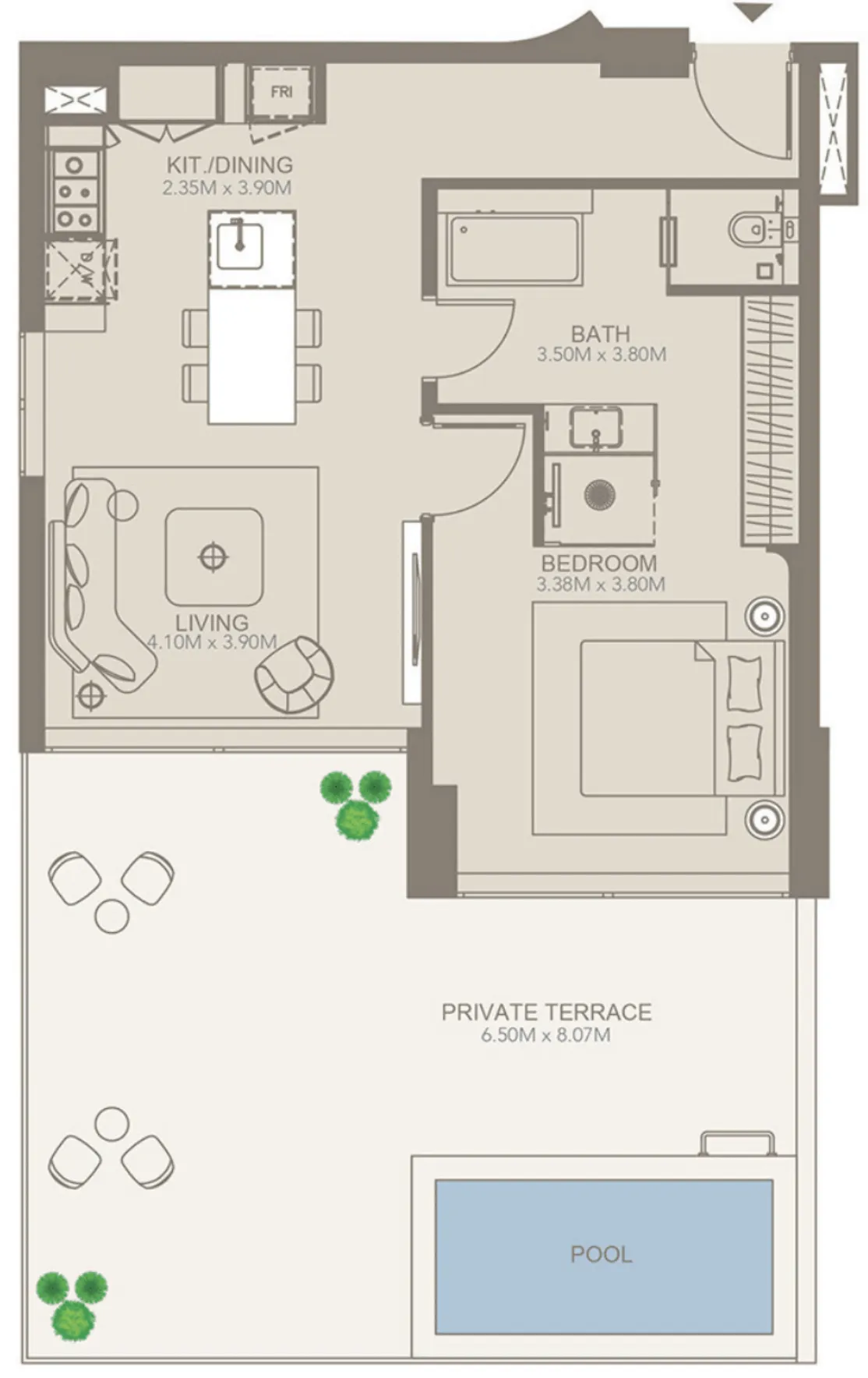 Golf Grove by Regent — планировка 1 BR Type B