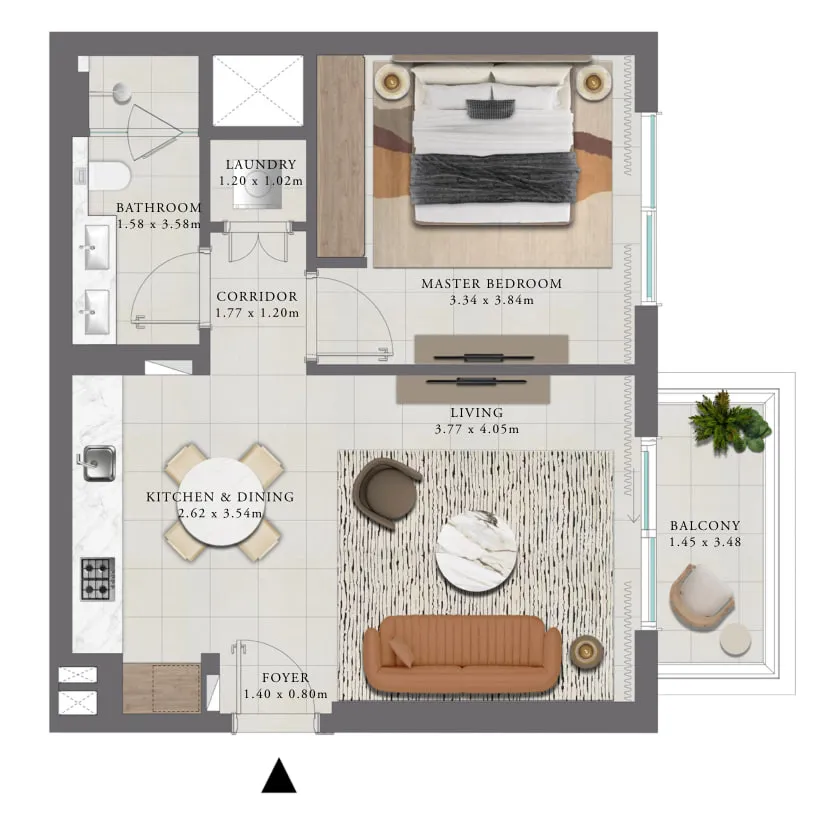 Golf Trails — планировка 1BR Typical Unit