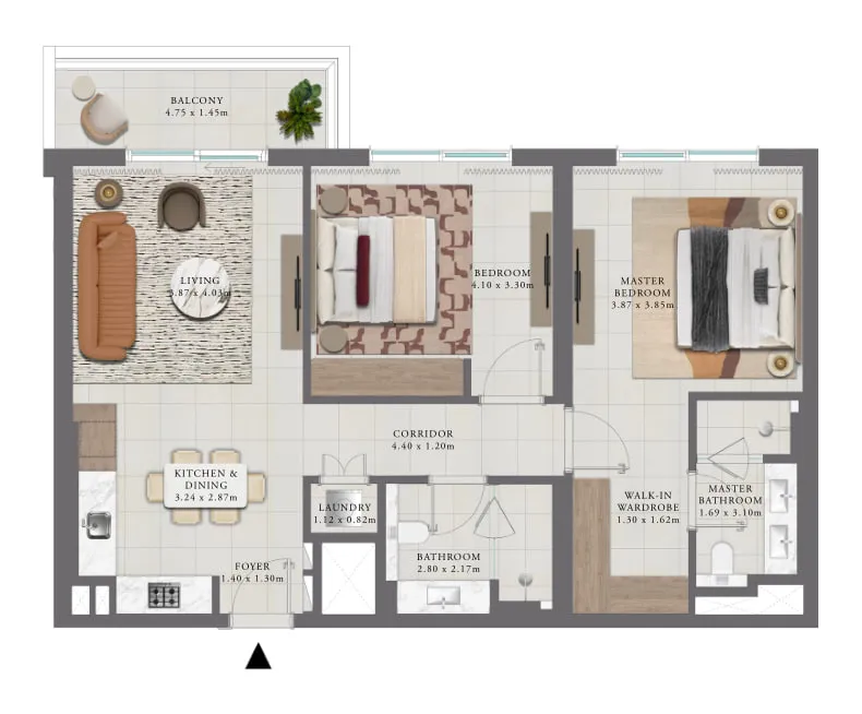 Golf Trails — планировка 2BR Typical Unit