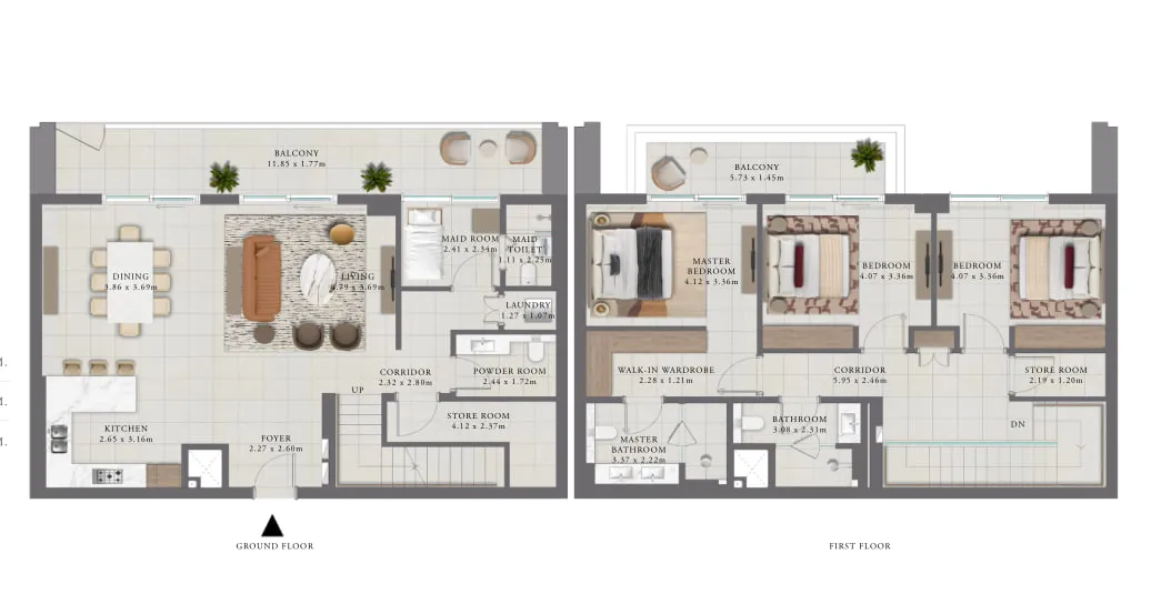 Golf Trails — планировка 3BR Townhouse Typical Unit