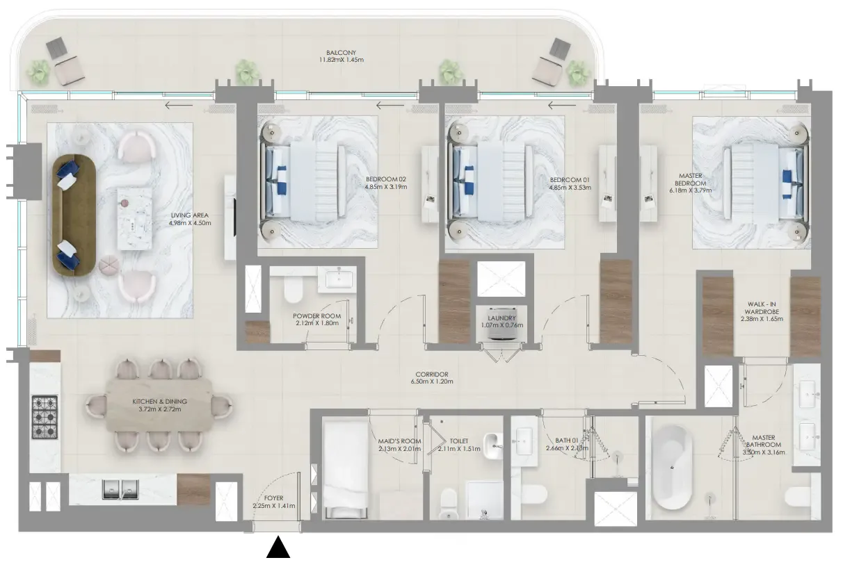 Baystar by Vida — планировка 3 BR Type C