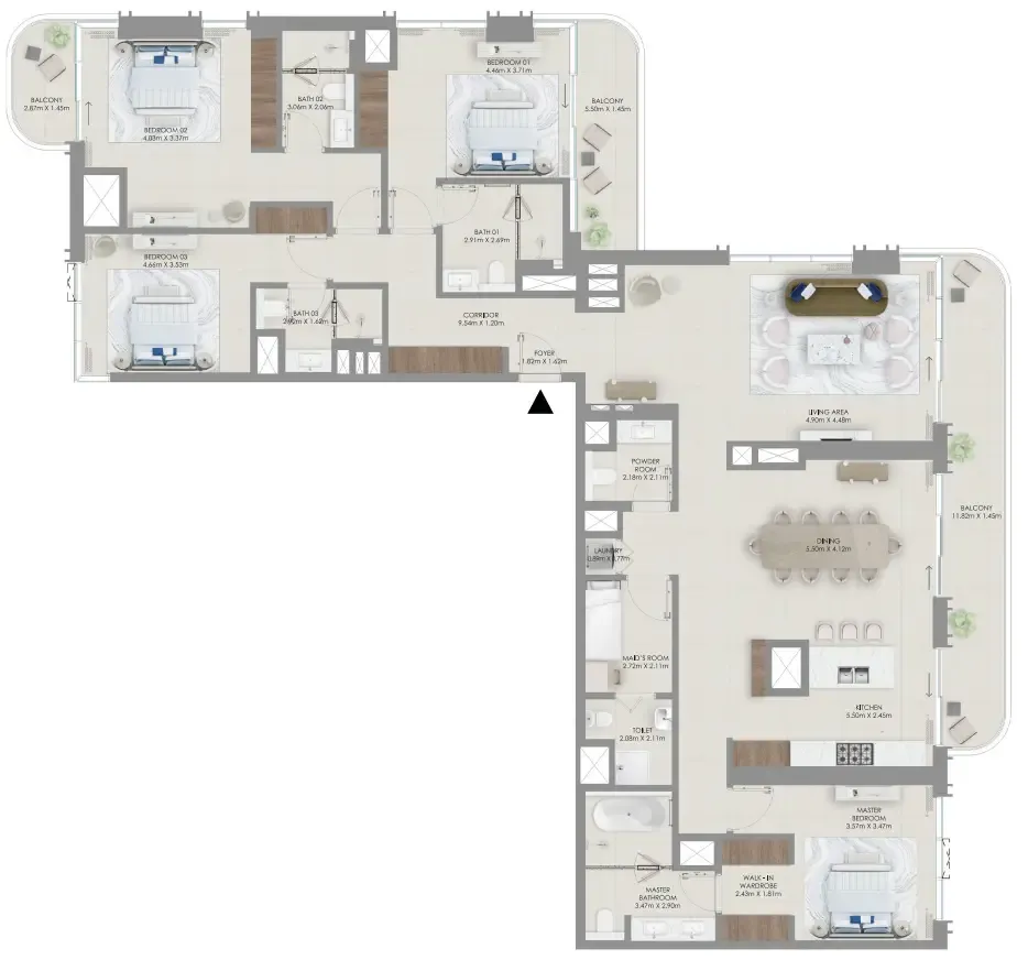 Baystar by Vida — планировка 4 BR Type A